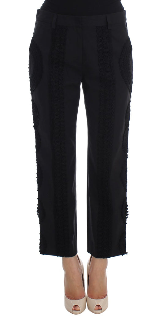 Dolce & Gabbana Black Cotton Stretch Torero Capris Pants