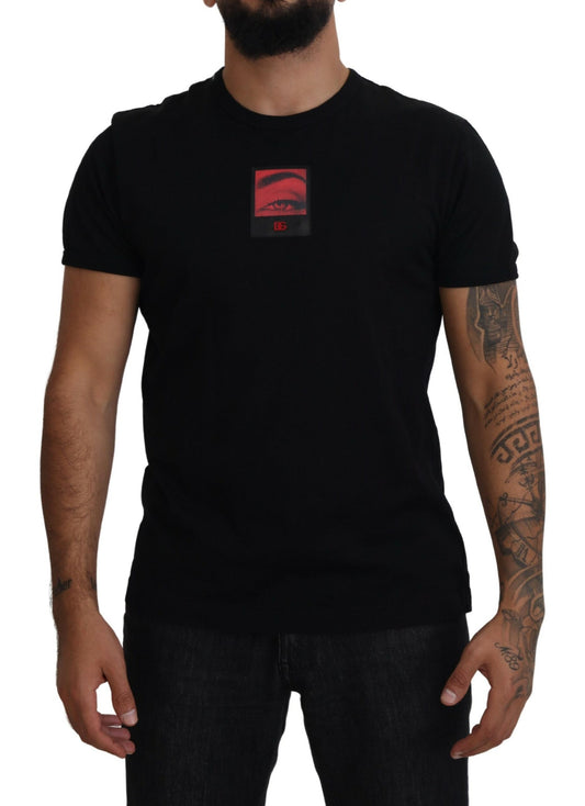 Dolce & Gabbana Black Printed Men Short Sleeves T-shirt