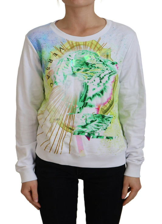 Versace Jeans White Graphic Print Long Sleeves Sweater