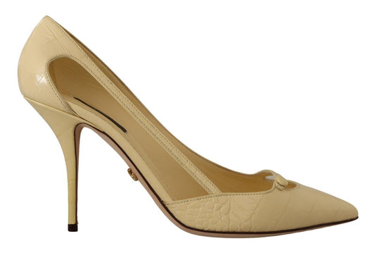 Dolce & Gabbana Yellow Exotic Leather Stiletto Heel Pumps Shoes