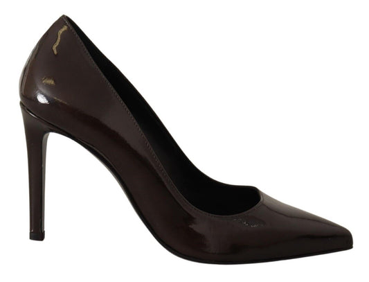 Sofia Brown Patent Leather Stiletto Heels Pumps Shoes